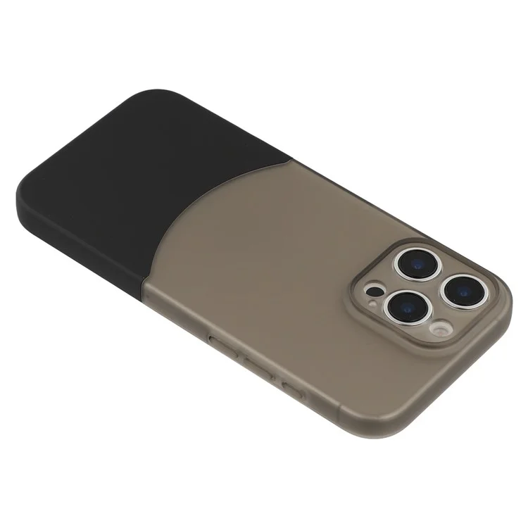 For iPhone 16 Pro Max Case Dual Color Splicing Matte PC Phone Cover Precise Cutouts - Transparent Black + Black