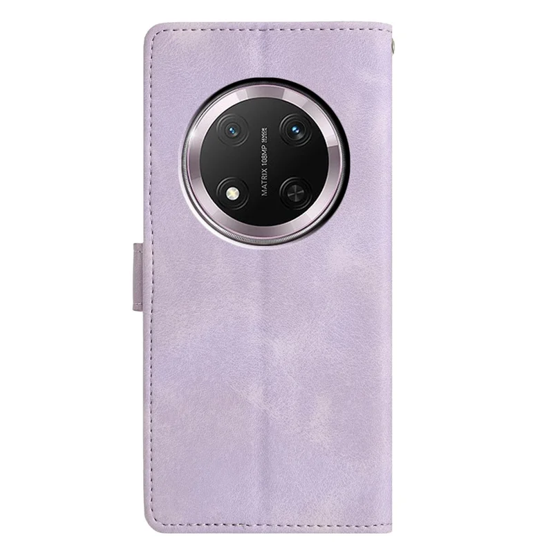 For Honor Magic7 Lite 5G / X9c 5G / X60 Pro 5G Case Wallet Stand Imprinted Triangle Pattern Leather Phone Flip Cover - Purple