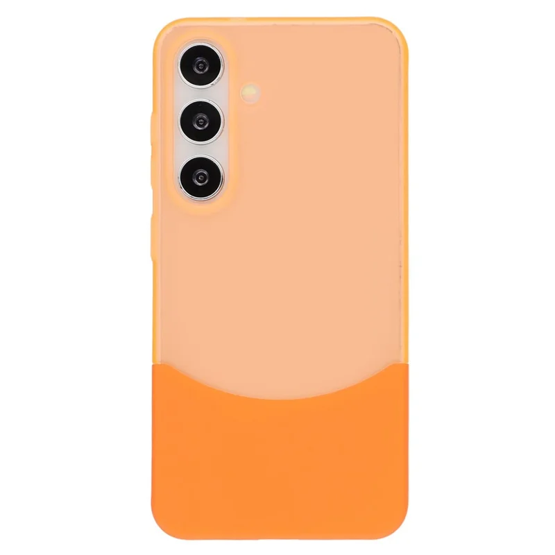 Funda para Samsung Galaxy S25 / S24 Bicolor Empalme Mate PC Cubierta de teléfono Gran apertura para cámara - Naranja transparente + Naranja