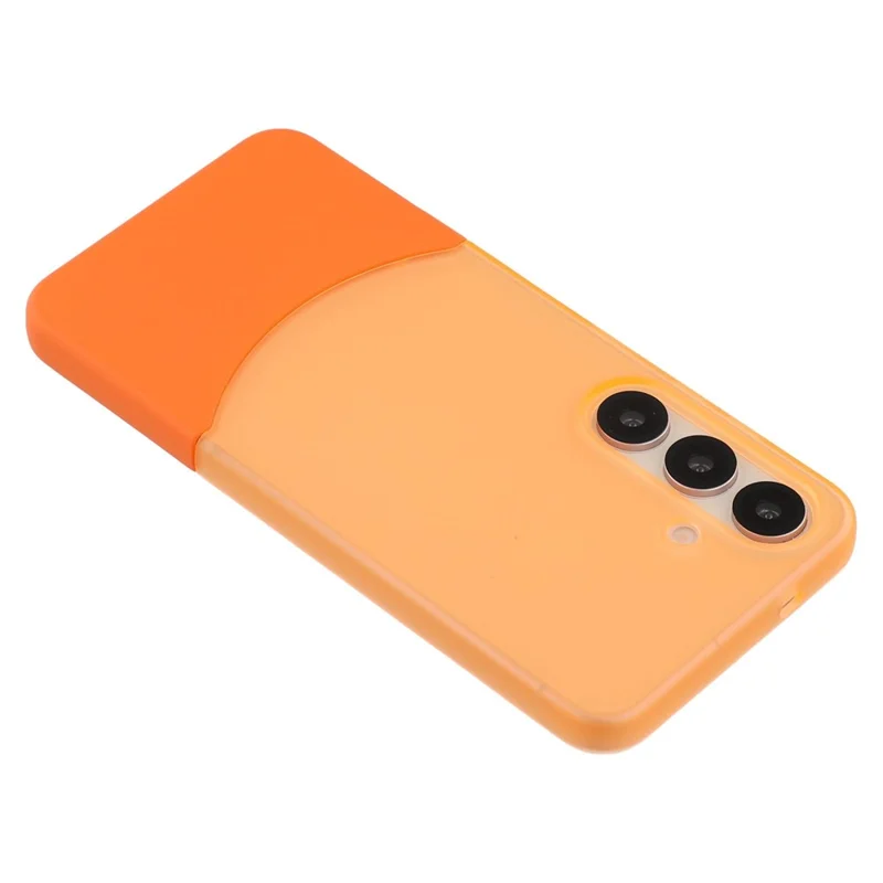 Funda para Samsung Galaxy S25 / S24 Bicolor Empalme Mate PC Cubierta de teléfono Gran apertura para cámara - Naranja transparente + Naranja