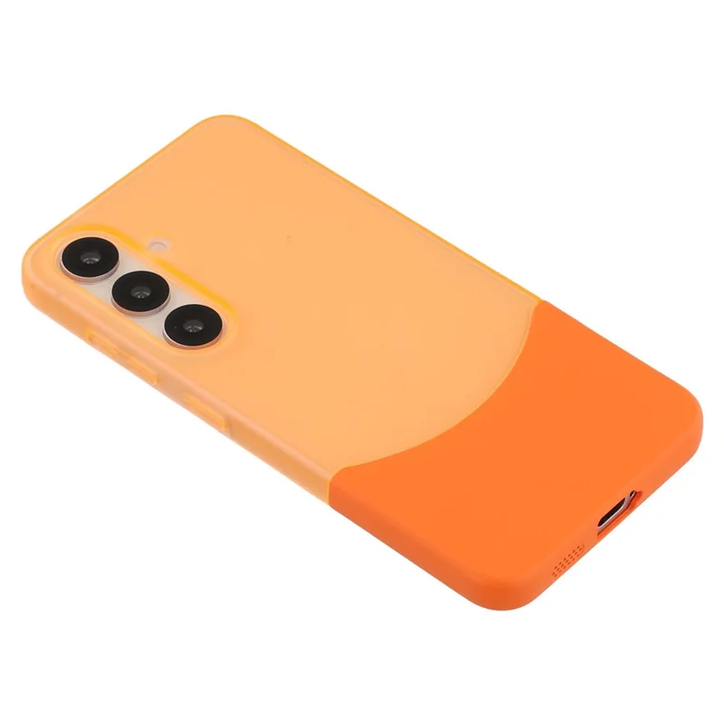 Funda para Samsung Galaxy S25 / S24 Bicolor Empalme Mate PC Cubierta de teléfono Gran apertura para cámara - Naranja transparente + Naranja