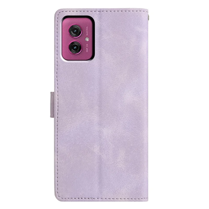 For Motorola Moto G55 5G Case Wallet Stand Imprinted Triangle Pattern Leather Phone Flip Cover - Purple