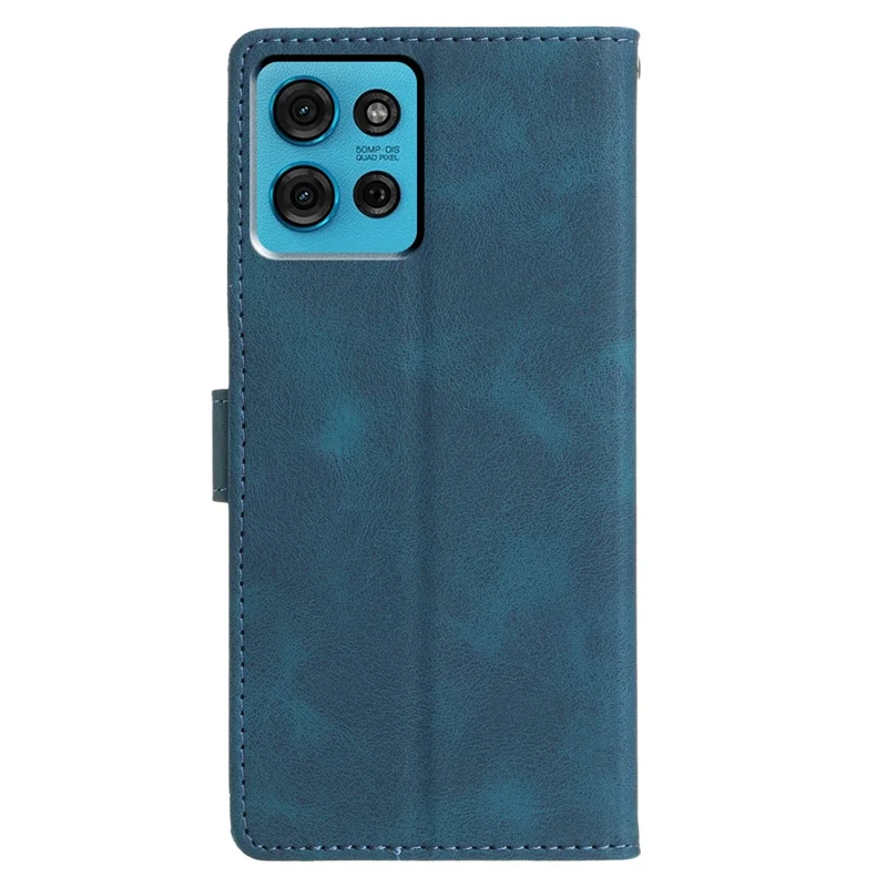 For Motorola Moto G75 5G Case Wallet Stand Imprinted Triangle Pattern Leather Phone Flip Cover - Blue