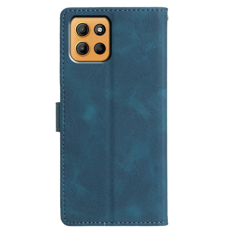 For Motorola Moto G17 Power 4G / G17 4G / G15 4G / G15 Power 4G Case Wallet Stand Imprinted Triangle Pattern Leather Phone Flip Cover - Blue