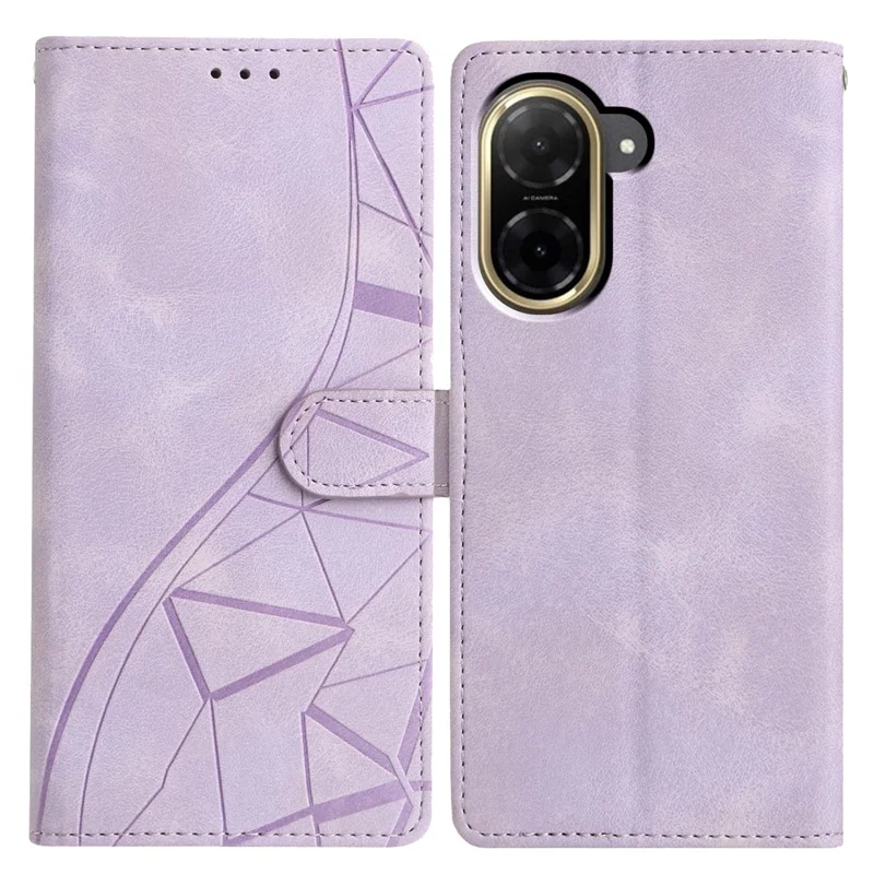 For Xiaomi Redmi A5 4G (171.7mm) Case Wallet Stand Imprinted Triangle Pattern Leather Phone Flip Cover - Purple