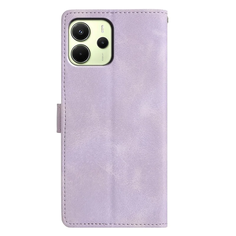 Für Xiaomi Redmi Note 14 4G (164,84 mm) Hülle Geldbörse Ständer Geprägtes Dreiecksmuster Leder Handy Flip Cover - Lila