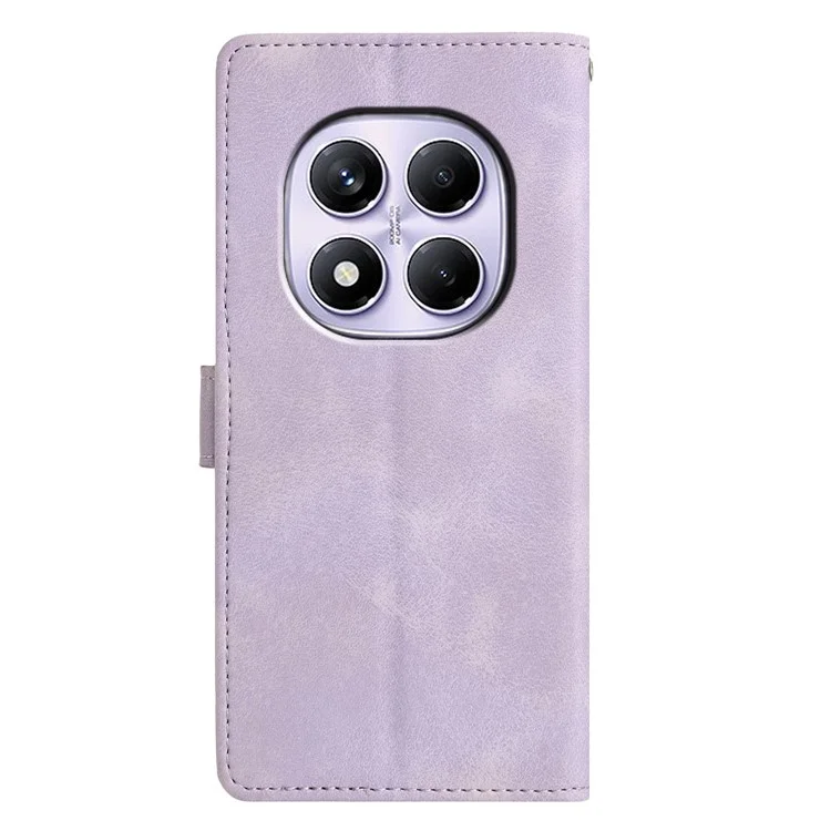 Cover a portafoglio per Xiaomi Redmi Note 14 Pro 4G con supporto e motivo triangolare stampato - Viola