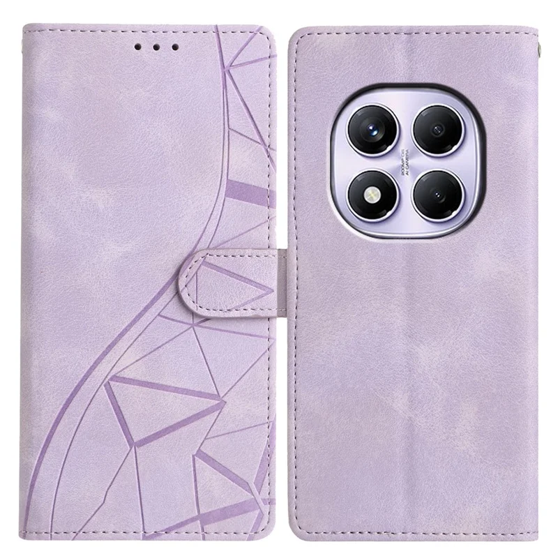 Für Xiaomi Redmi Note 14 Pro+ 5G / Note 14 Pro 5G Hülle Brieftasche Ständer Geprägtes Dreieck Muster Leder Handy Flip Cover - Lila