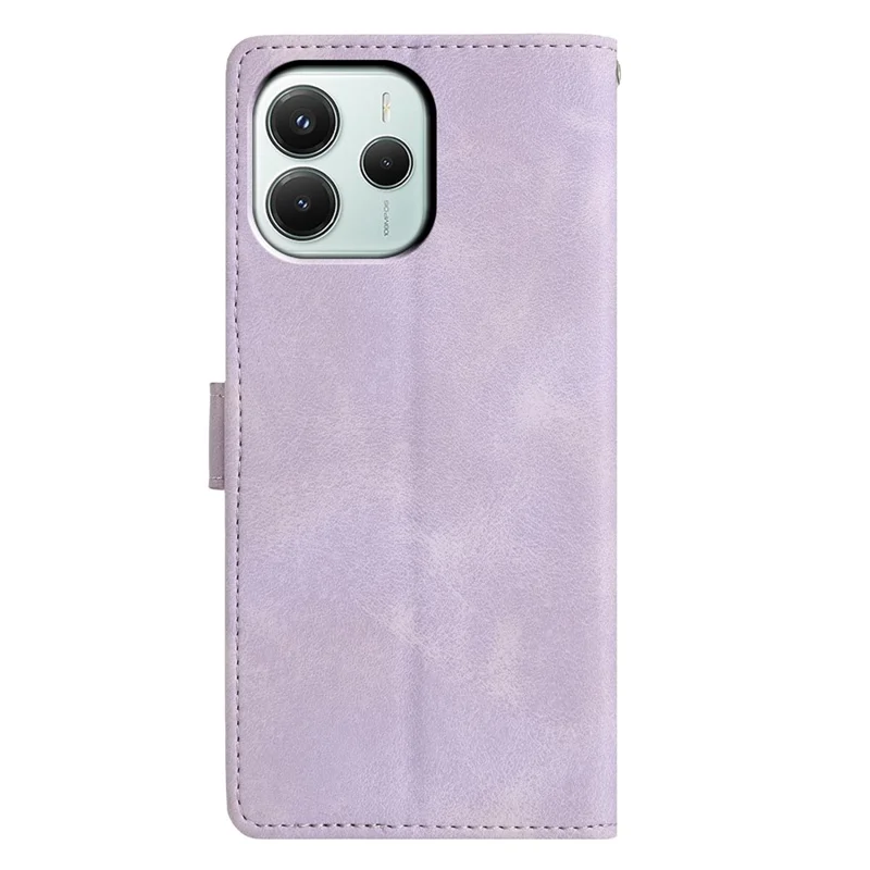 For Xiaomi Redmi Note 14 5G Case Wallet Stand Imprinted Triangle Pattern Leather Phone Flip Cover - Purple