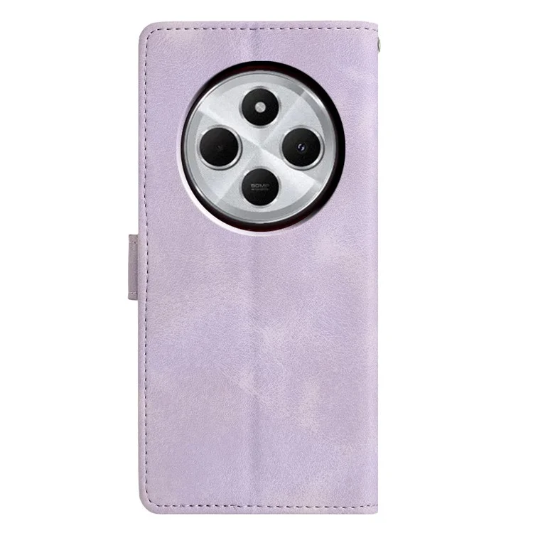Funda de Cuero para Xiaomi Redmi 14C 4G / A3 Pro 4G / Poco C75 4G Cartera con Soporte Patrón de Triángulo Impreso Funda Abatible para Teléfono - Morado