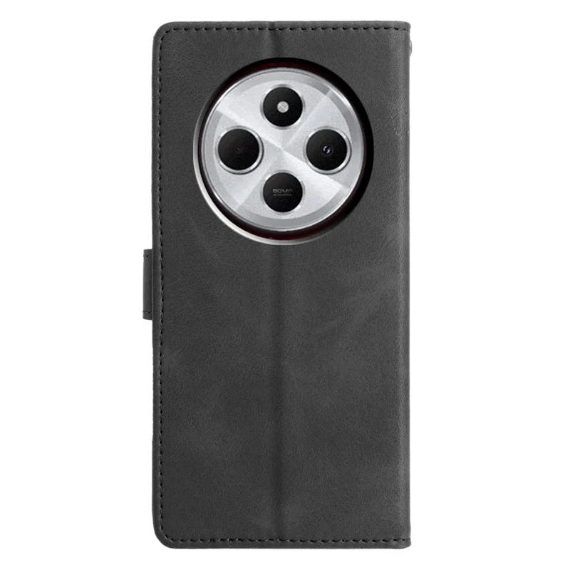 Leather Case For Xiaomi Redmi 14C 4G  /  A3 Pro 4G  /  Poco C75 4G Wallet Stand Imprinted Triangle Pattern Phone Flip Cover - Black
