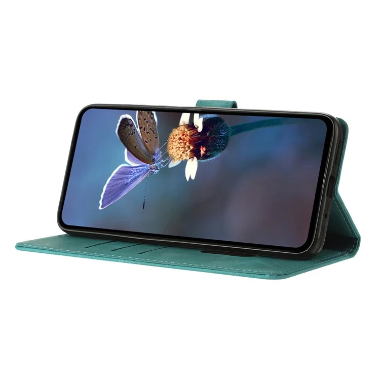 Leather Case For Xiaomi Redmi 14C 4G  /  A3 Pro 4G  /  Poco C75 4G Wallet Stand Imprinted Triangle Pattern Phone Flip Cover - Green