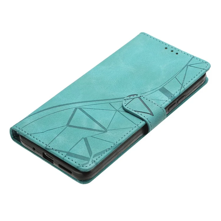 Leather Case For Xiaomi Redmi 14C 4G  /  A3 Pro 4G  /  Poco C75 4G Wallet Stand Imprinted Triangle Pattern Phone Flip Cover - Green