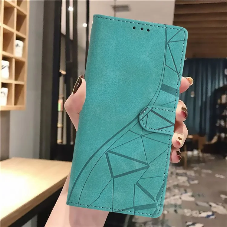 Leather Case For Xiaomi Redmi 14C 4G  /  A3 Pro 4G  /  Poco C75 4G Wallet Stand Imprinted Triangle Pattern Phone Flip Cover - Green