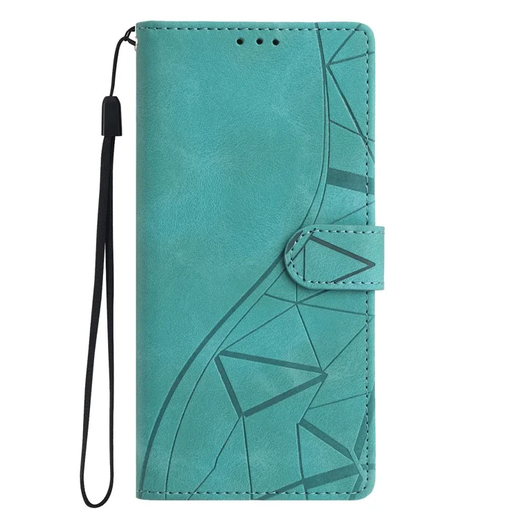 Leather Case For Xiaomi Redmi 14C 4G  /  A3 Pro 4G  /  Poco C75 4G Wallet Stand Imprinted Triangle Pattern Phone Flip Cover - Green