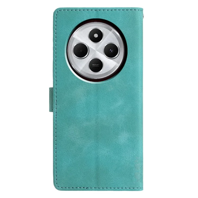 Leather Case For Xiaomi Redmi 14C 4G  /  A3 Pro 4G  /  Poco C75 4G Wallet Stand Imprinted Triangle Pattern Phone Flip Cover - Green