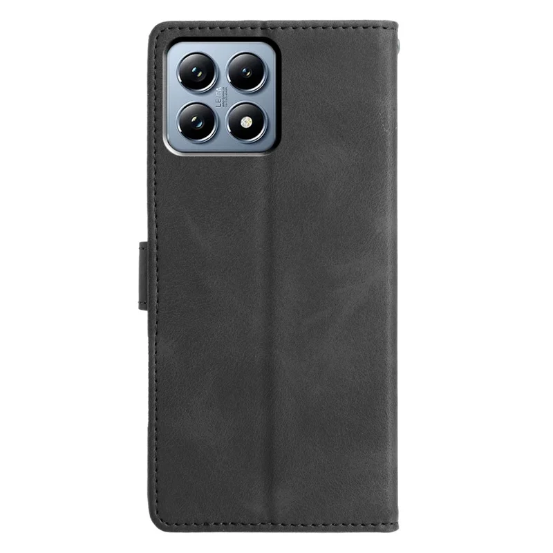 For Xiaomi 14T Pro Case Wallet Stand Imprinted Triangle Pattern Leather Phone Flip Cover - Black