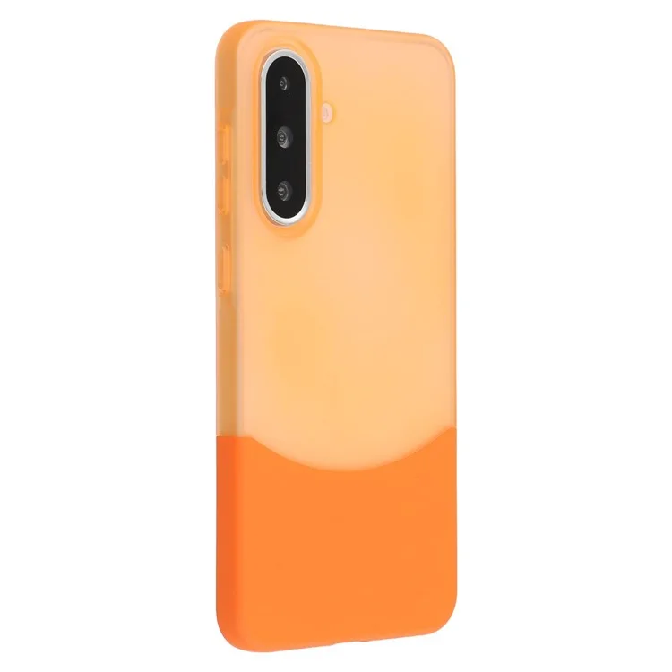 Étui pour Samsung Galaxy A36 5G Double Couleur Aspect Mat PC Coque de Téléphone Grande Découpe Caméra - Transparent Orange + Orange