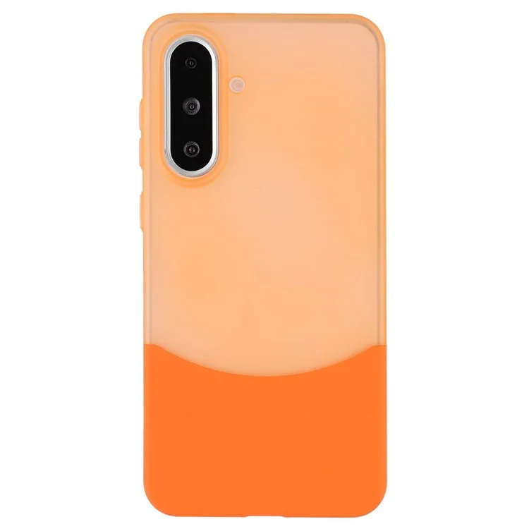 Étui pour Samsung Galaxy A36 5G Double Couleur Aspect Mat PC Coque de Téléphone Grande Découpe Caméra - Transparent Orange + Orange