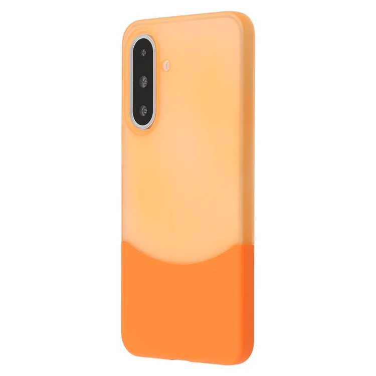 Étui pour Samsung Galaxy A36 5G Double Couleur Aspect Mat PC Coque de Téléphone Grande Découpe Caméra - Transparent Orange + Orange