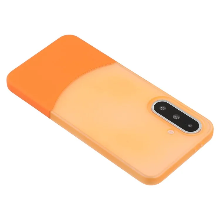 Étui pour Samsung Galaxy A36 5G Double Couleur Aspect Mat PC Coque de Téléphone Grande Découpe Caméra - Transparent Orange + Orange