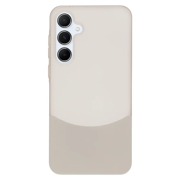 For Samsung Galaxy A55 5G Case Dual Color Splicing Matte PC Phone Cover Large Camera Cutout - Transparent Grey + Grey