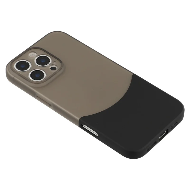 For iPhone 16 Pro Case Dual Color Splicing Matte PC Phone Cover Precise Cutouts - Transparent Black + Black