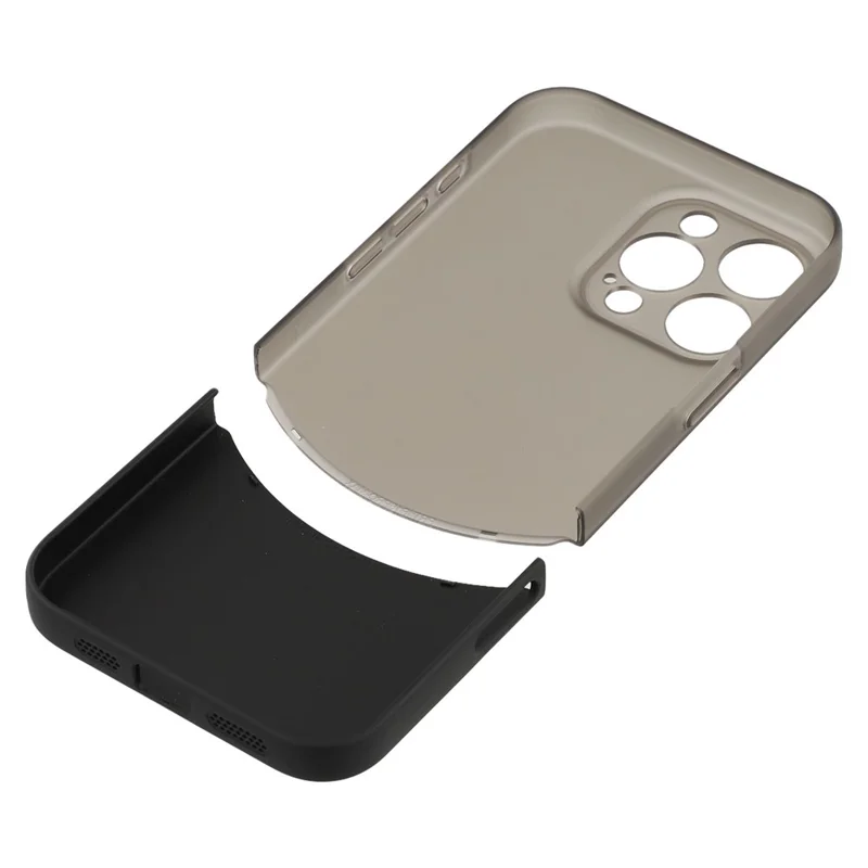 For iPhone 16 Pro Case Dual Color Splicing Matte PC Phone Cover Precise Cutouts - Transparent Black + Black