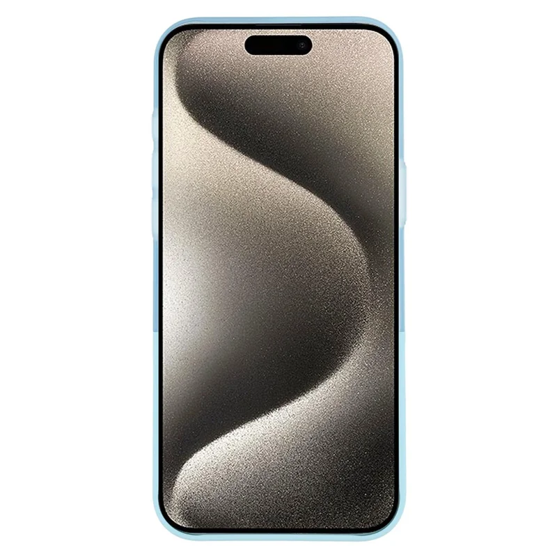 For iPhone 15 Pro Case Dual Color Splicing Matte PC Phone Cover Precise Cutouts - Transparent Cyan + Baby Blue