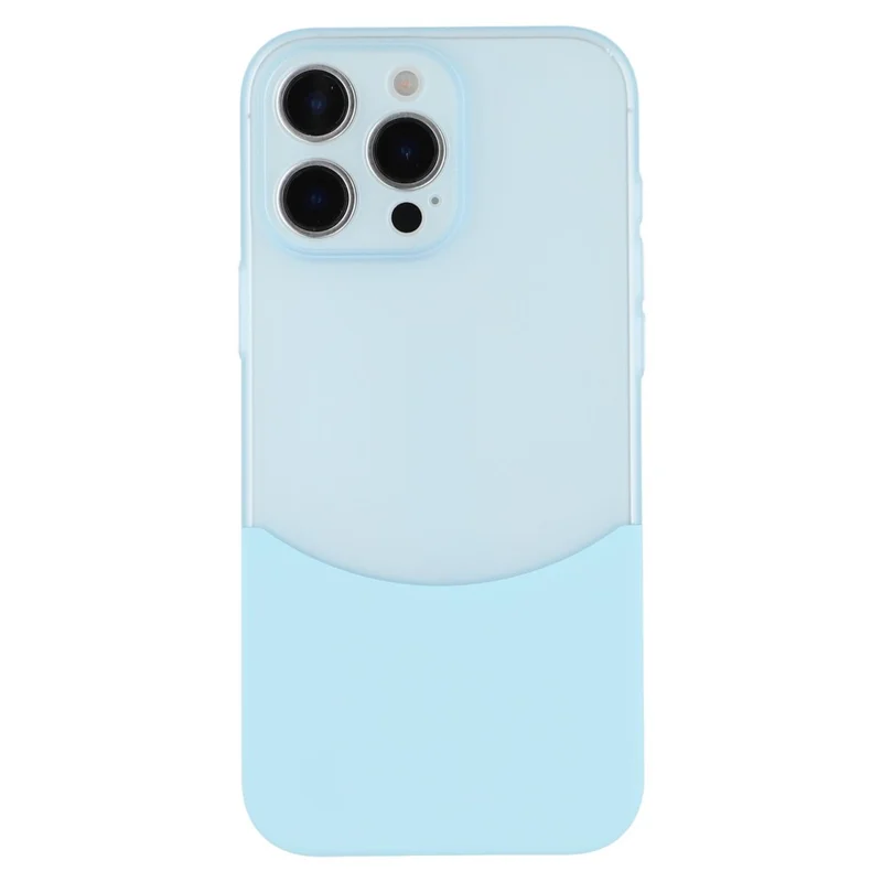 For iPhone 15 Pro Case Dual Color Splicing Matte PC Phone Cover Precise Cutouts - Transparent Cyan + Baby Blue