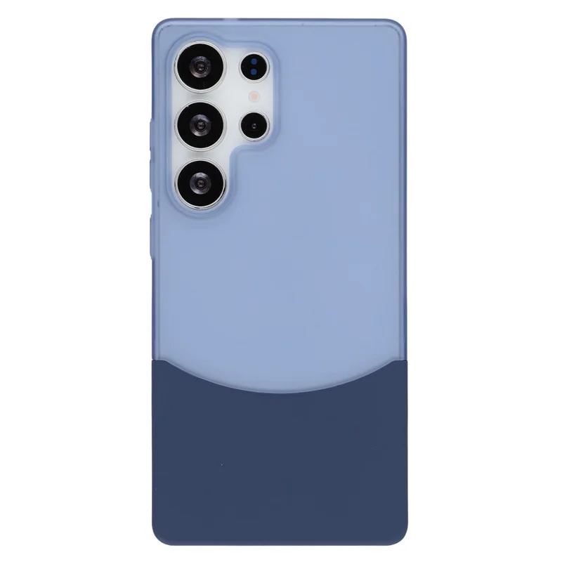 For Samsung Galaxy S24 Ultra Case Dual Color Splicing Matte PC Phone Cover Large Camera Cutout - Transparent Blue + Sapphire