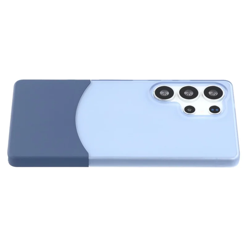 For Samsung Galaxy S24 Ultra Case Dual Color Splicing Matte PC Phone Cover Large Camera Cutout - Transparent Blue + Sapphire