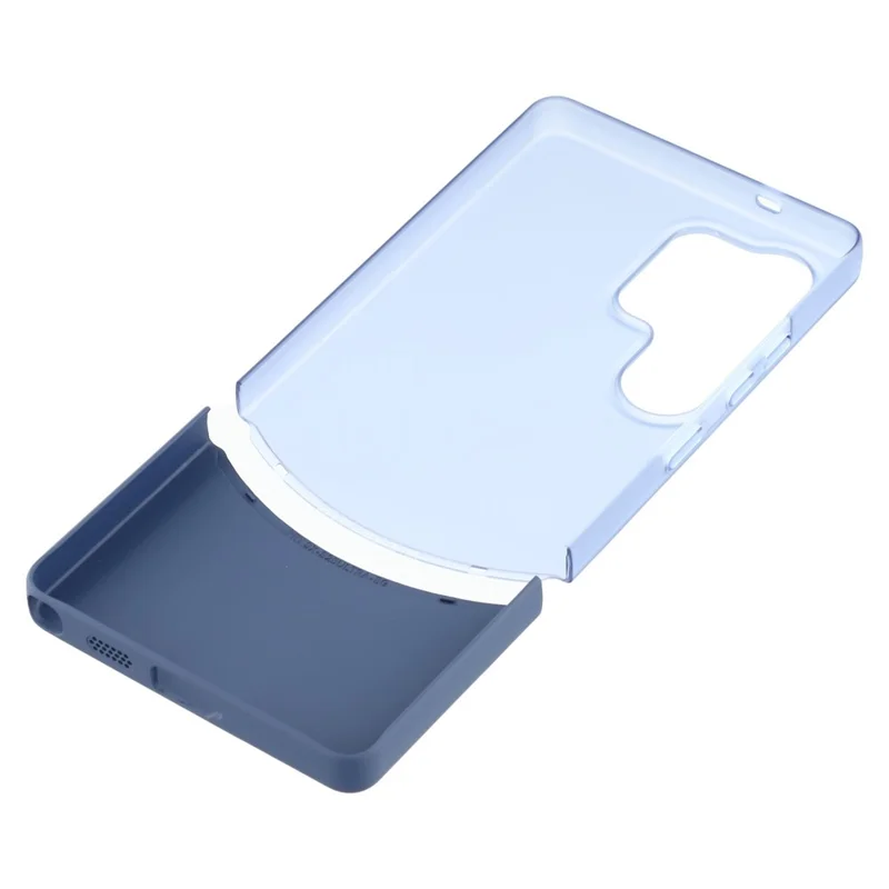 For Samsung Galaxy S24 Ultra Case Dual Color Splicing Matte PC Phone Cover Large Camera Cutout - Transparent Blue + Sapphire