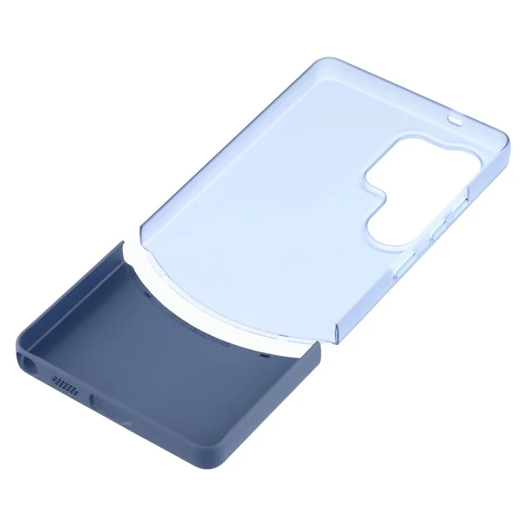 For Samsung Galaxy S23 Ultra Case Dual Color Splicing Matte PC Phone Cover Large Camera Cutout - Transparent Blue + Sapphire