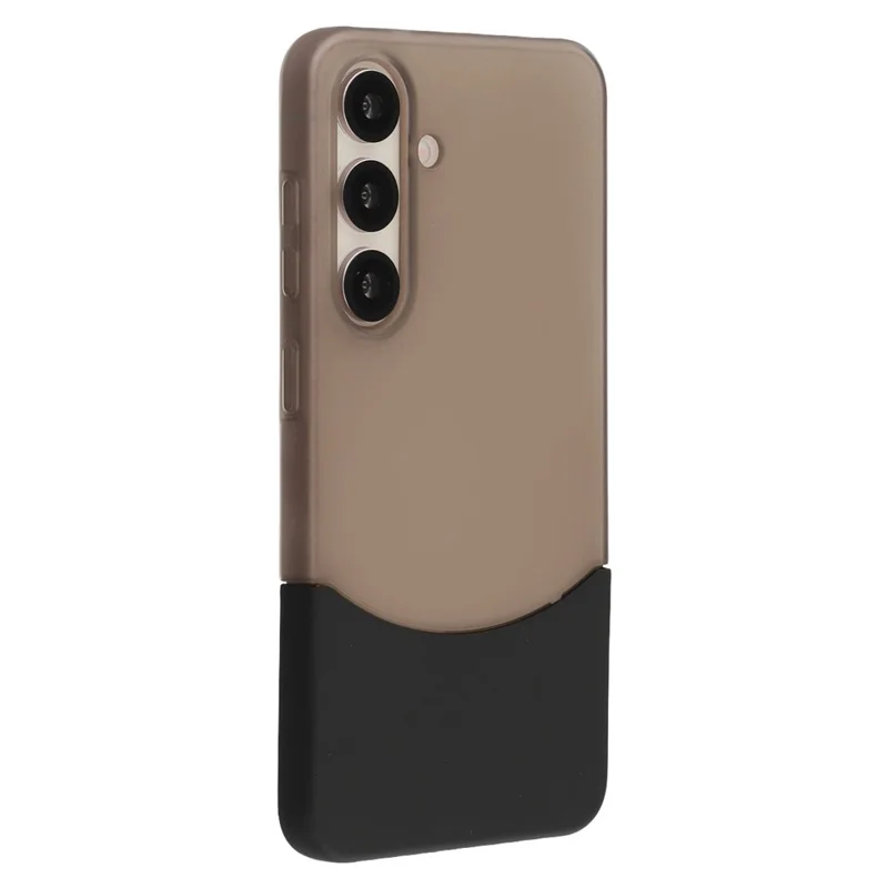 For Samsung Galaxy S25+ / S24+ Case Dual Color Splicing Matte PC Phone Cover Large Camera Cutout - Transparent Black + Black