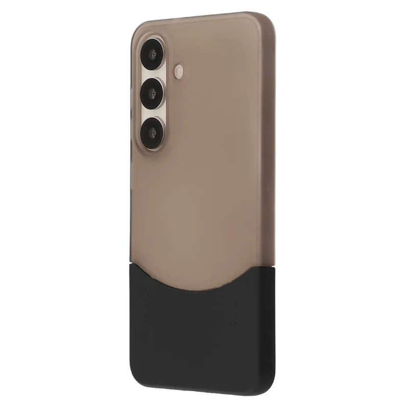 For Samsung Galaxy S25+ / S24+ Case Dual Color Splicing Matte PC Phone Cover Large Camera Cutout - Transparent Black + Black