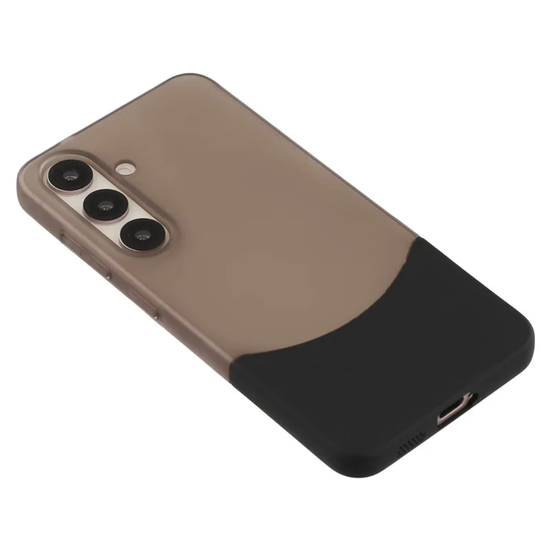 For Samsung Galaxy S25+ / S24+ Case Dual Color Splicing Matte PC Phone Cover Large Camera Cutout - Transparent Black + Black