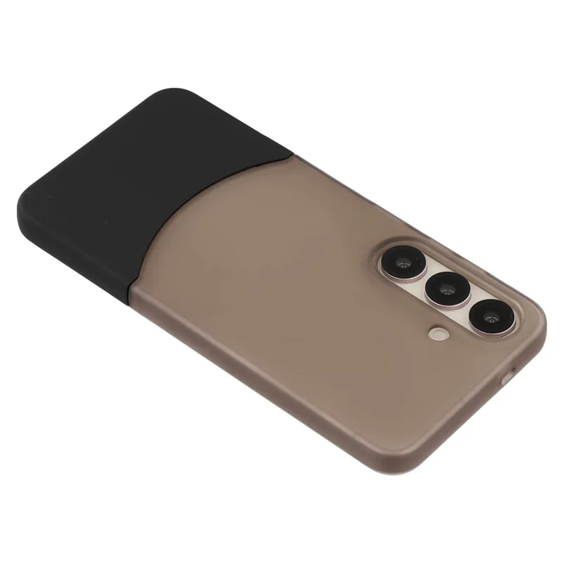 For Samsung Galaxy S25+ / S24+ Case Dual Color Splicing Matte PC Phone Cover Large Camera Cutout - Transparent Black + Black
