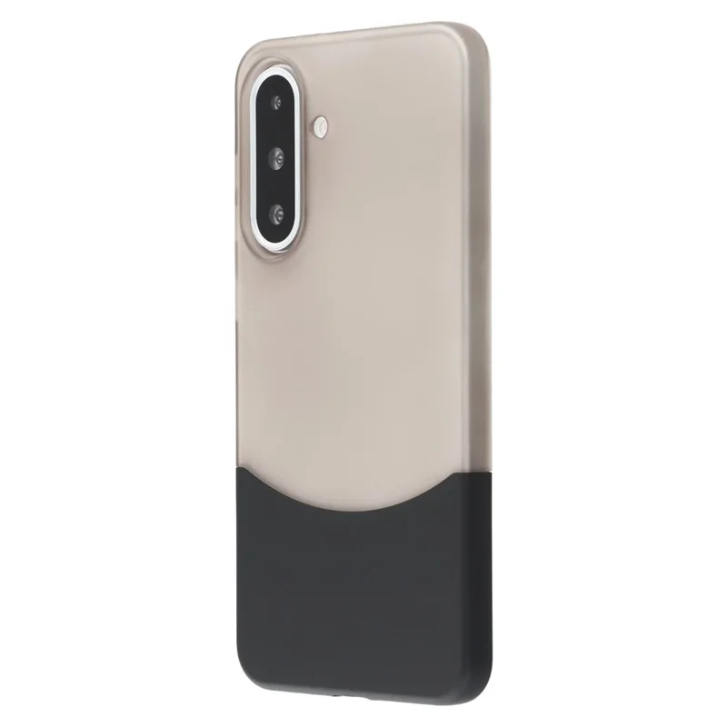 For Samsung Galaxy A26 5G Case Dual Color Splicing Matte PC Phone Cover Large Camera Cutout - Transparent Black + Black