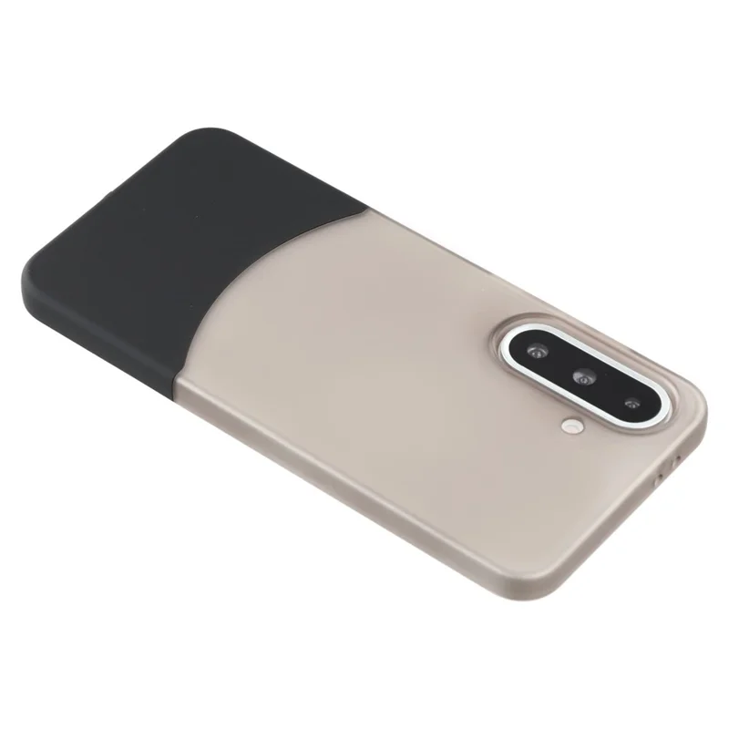 For Samsung Galaxy A26 5G Case Dual Color Splicing Matte PC Phone Cover Large Camera Cutout - Transparent Black + Black