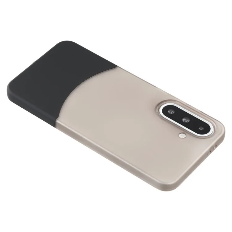 For Samsung Galaxy A56 5G Case Dual Color Splicing Matte PC Phone Cover Large Camera Cutout - Transparent Black + Black