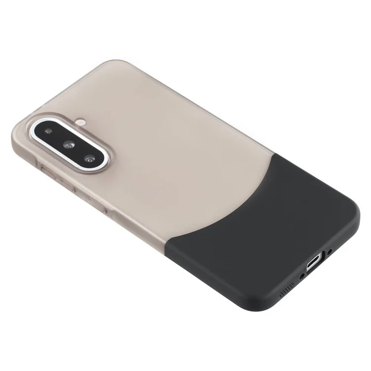 For Samsung Galaxy A56 5G Case Dual Color Splicing Matte PC Phone Cover Large Camera Cutout - Transparent Black + Black
