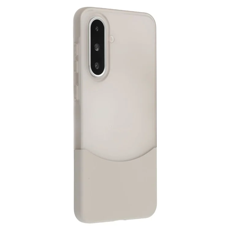 For Samsung Galaxy A56 5G Case Dual Color Splicing Matte PC Phone Cover Large Camera Cutout - Transparent Grey + Grey