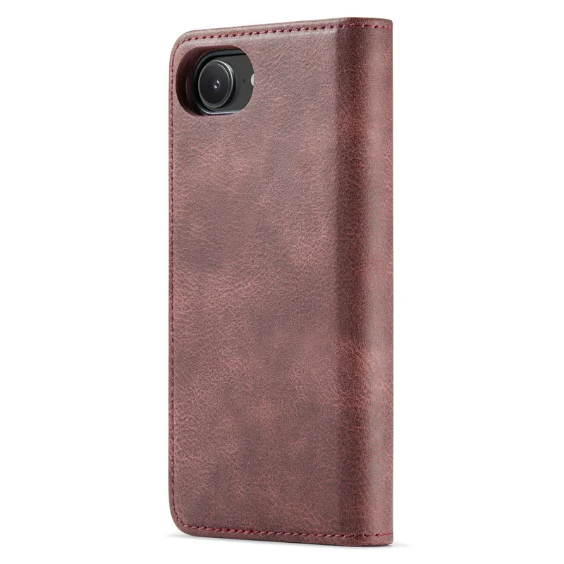 DG.MING for iPhone 16e Case Detachable Split Leather Phone Cover - Red