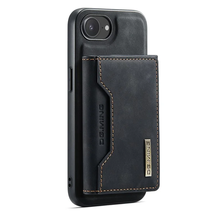 DG.MING M2 Series for iPhone 16e Case PU + PC + TPU Phone Cover Detachable Wallet - Black