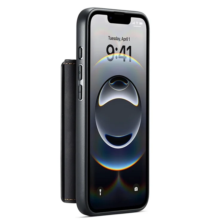 DG.MING M2 Series for iPhone 16e Case PU + PC + TPU Phone Cover Detachable Wallet - Black