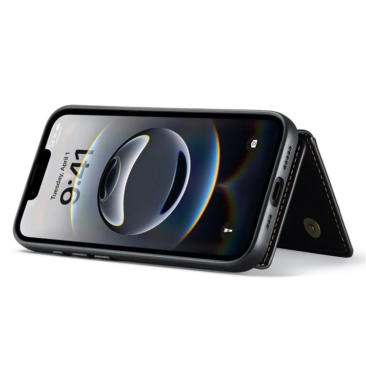 DG.MING M2 Series for iPhone 16e Case PU + PC + TPU Phone Cover Detachable Wallet - Black