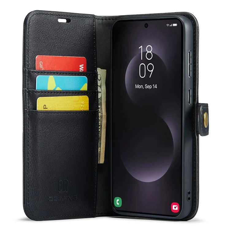 DG.MING для Samsung Galaxy S25 Edge Чехол из натуральной кожи с возможностью разделения - Черный