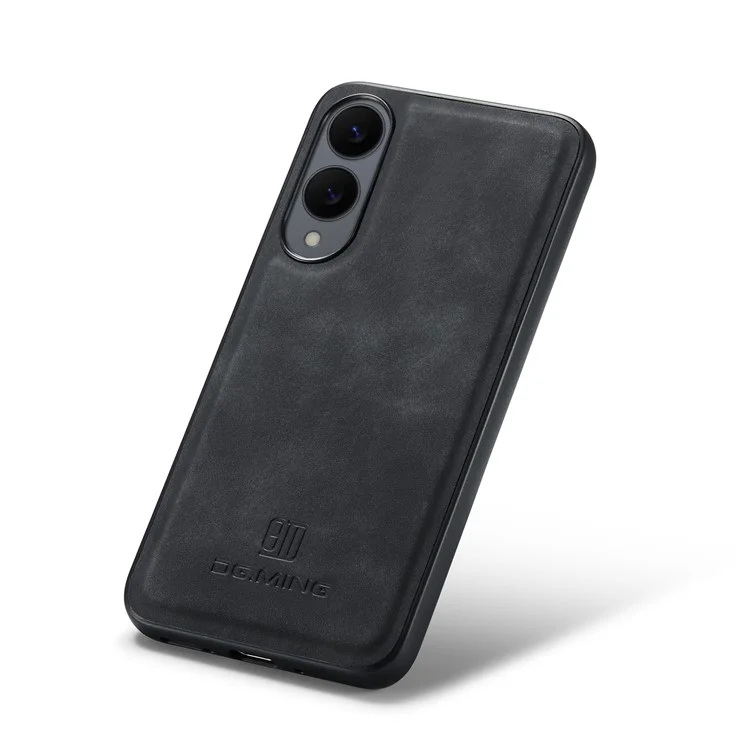 DG.MING Чехол из искусственной кожи и ПК + ТПУ-гибрид для Samsung Galaxy S25 Edge - Черный