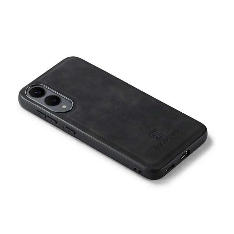 DG.MING Чехол из искусственной кожи и ПК + ТПУ-гибрид для Samsung Galaxy S25 Edge - Черный